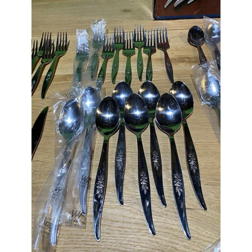 Washington Forge Avon Rose Stainless Flatware Set of 49 with Box‎ VTG MCM